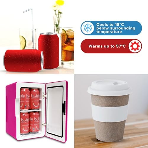 Koolatron Retro Mini Fridge | 6L Portable Cooler & Warmer - Pink