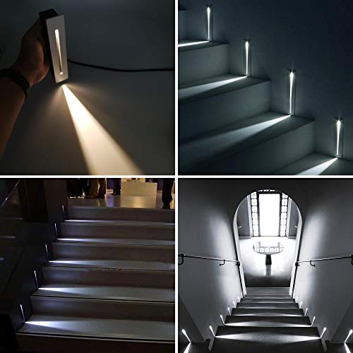 LED Recessed Stair Step Light | Aluminum Wall Lamp - 2 Pack