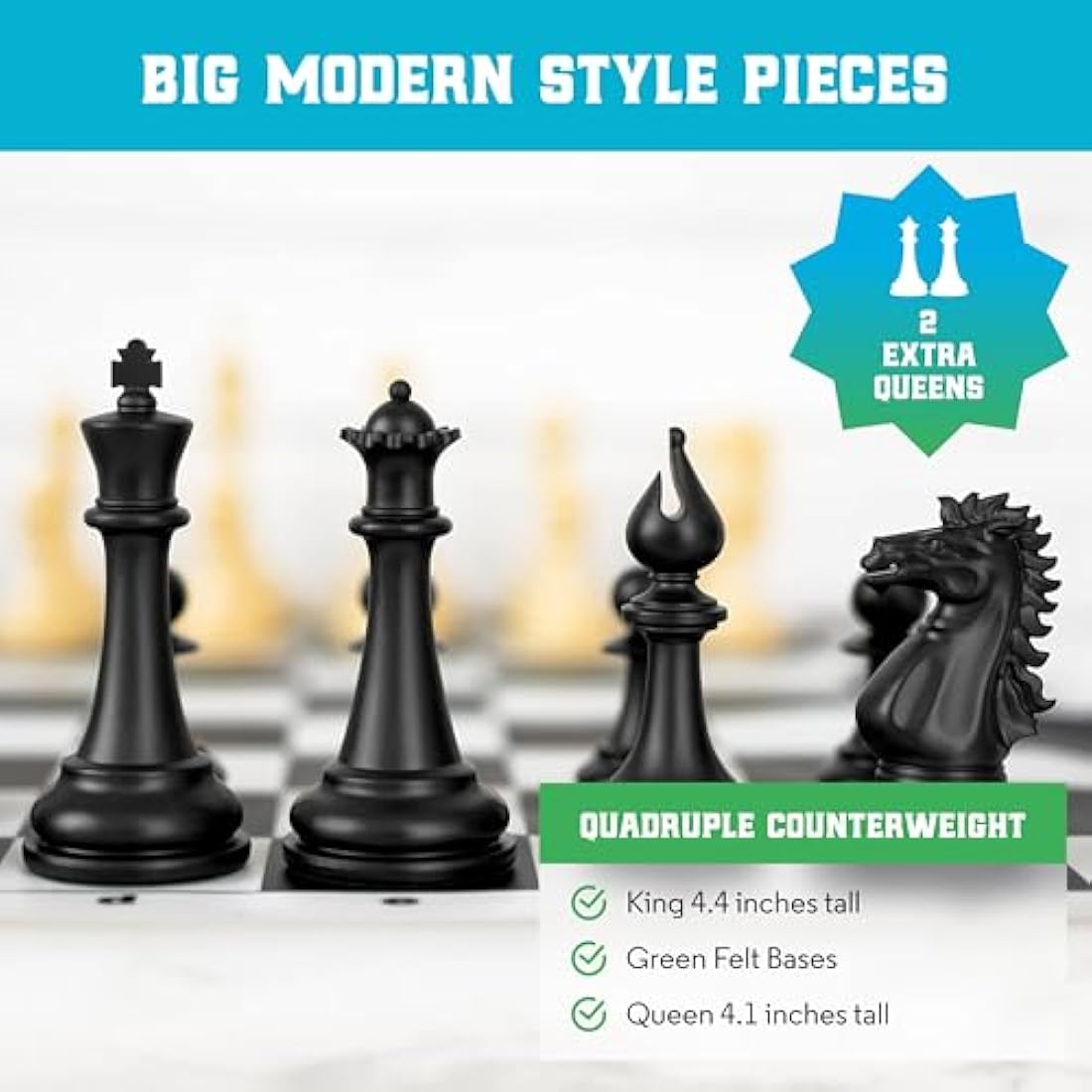 Tournament Chess Set – Quadruple Weighted Silicone Board