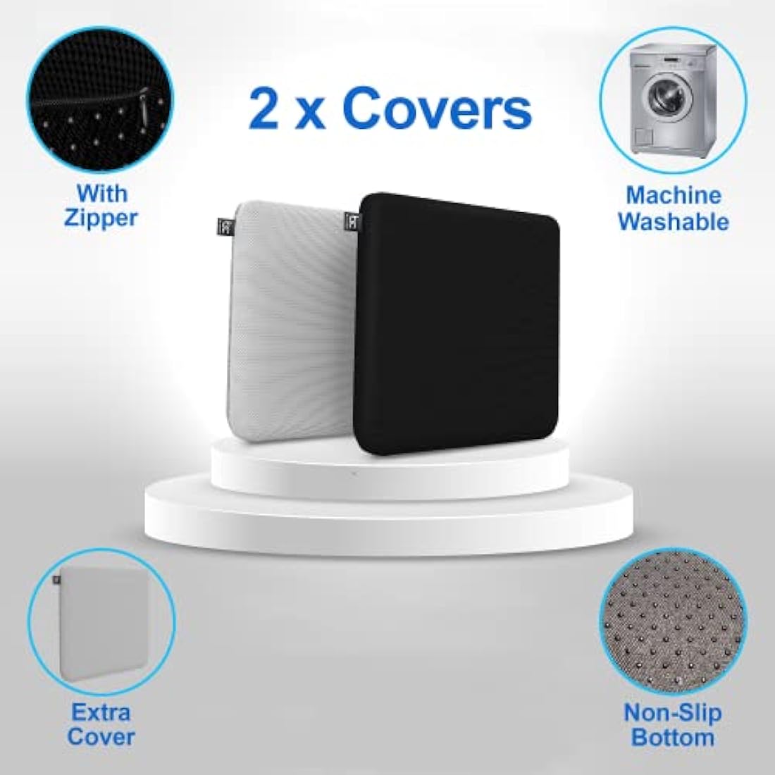 b.comfi Gel Seat Cushion | Orthopedic Pressure Relief with 2 Covers