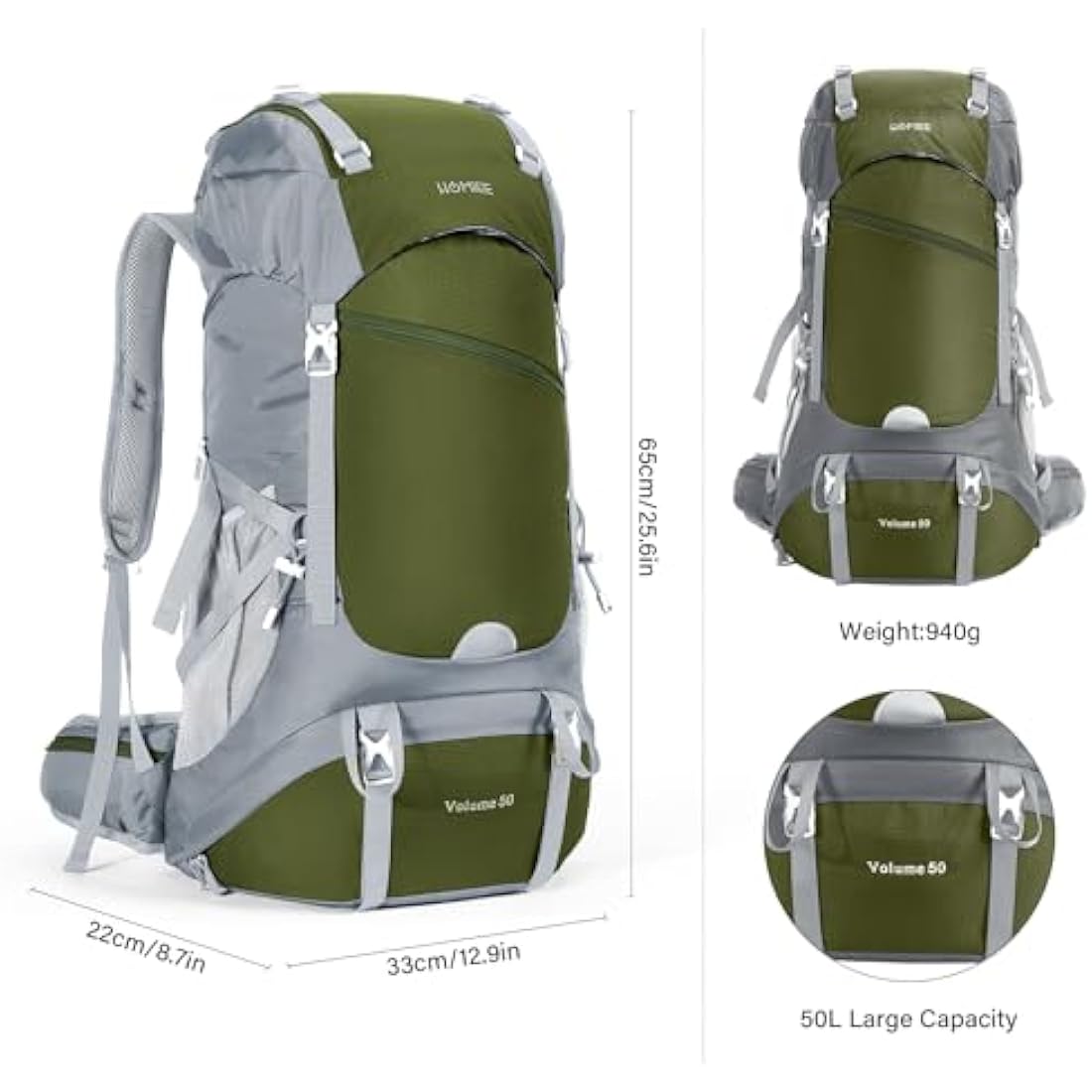 HOMIEE 50L Waterproof Hiking Backpack | Lightweight Trekking Rucksack