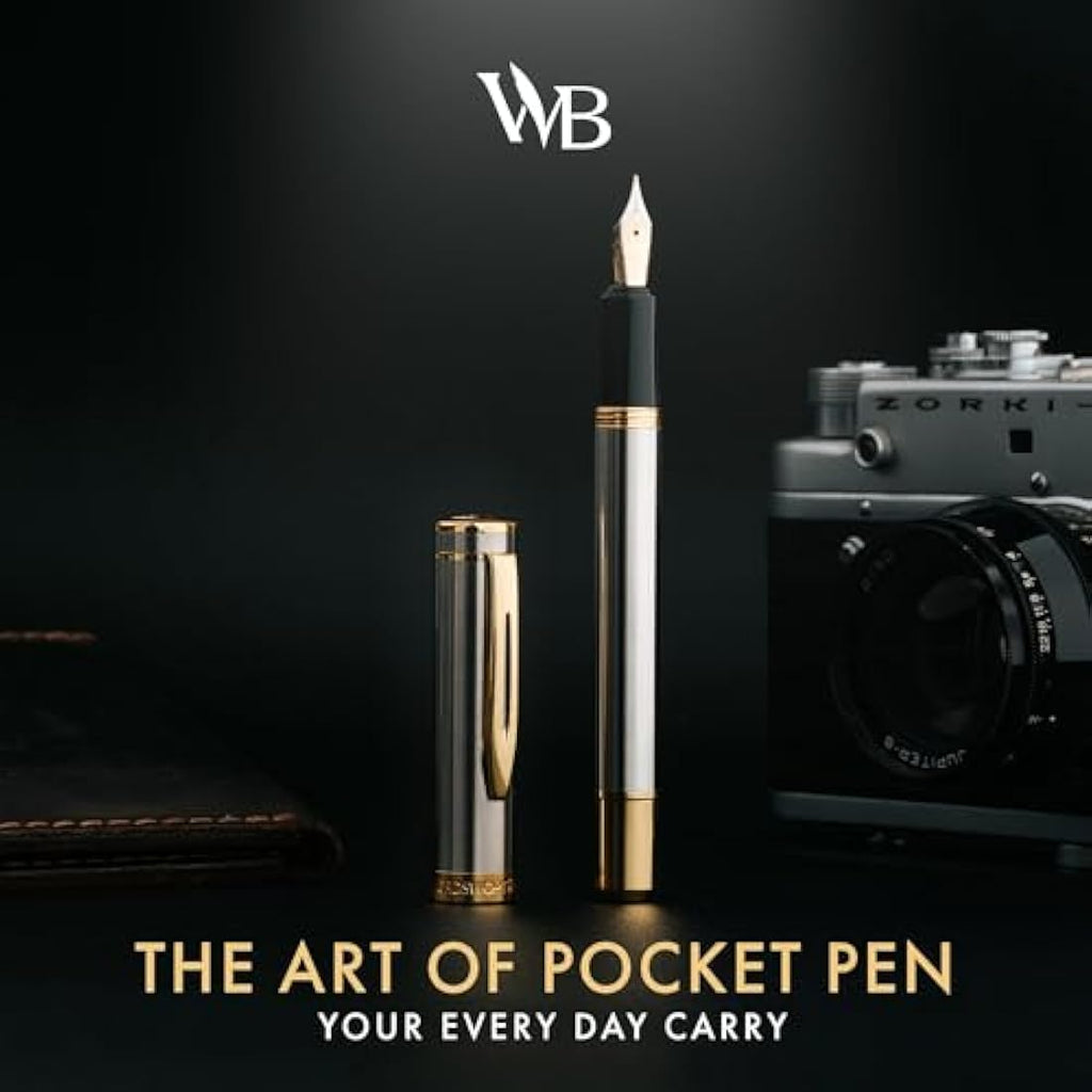 Wordsworth and Black Fountain Pen - Luxury Silver EDC Pocket Pen Set