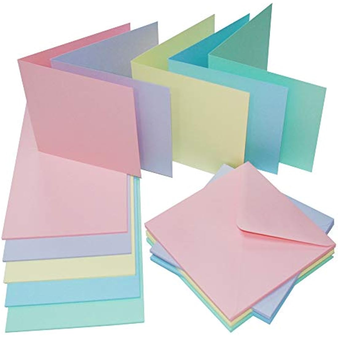 Craft UK 5x5 Square Card and Envelope Pack of 50 – Mixed Pastels