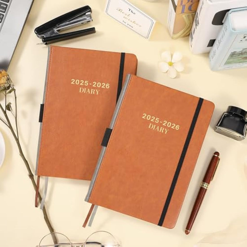 Jolof Store A5 Academic Diary 2025-2026 – Day per Page Faux Leather Brown