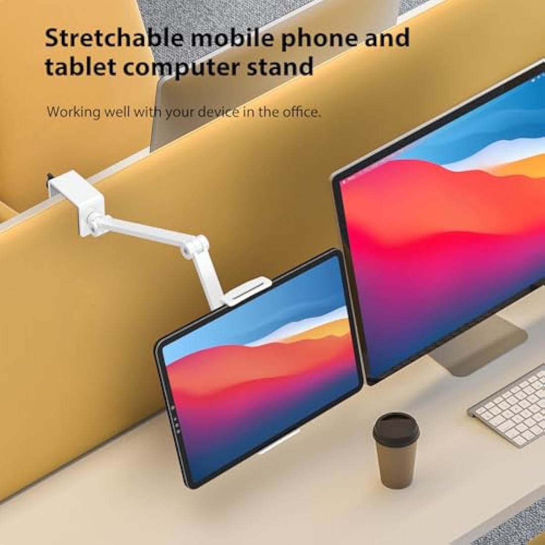 BEWISER Aluminum iPad Desk Mount – Adjustable Tablet Arm for 4.7-15.6" (Grey)