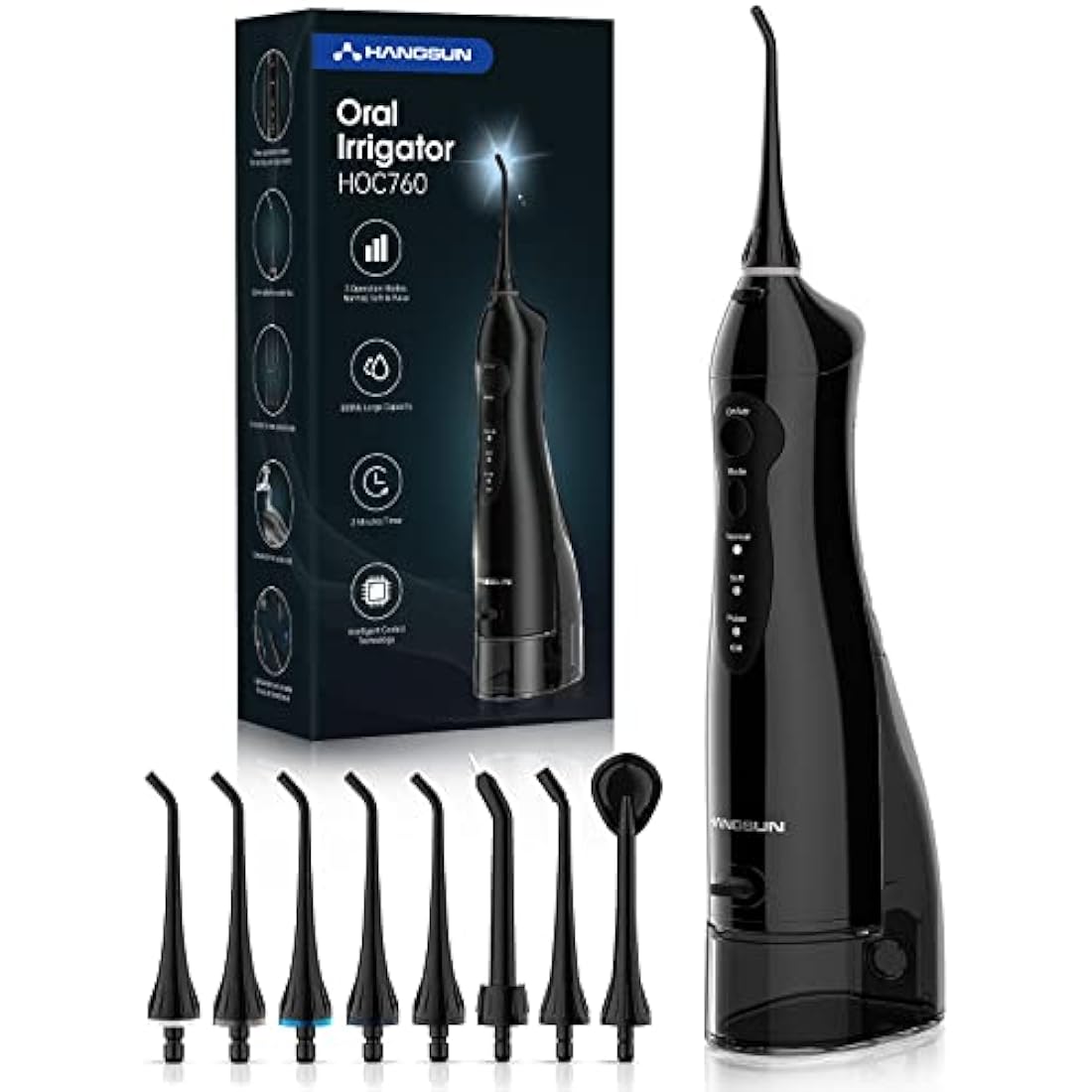 Hangsun Cordless Water Flosser | 300ML Oral Irrigator with 8 Jet Tips