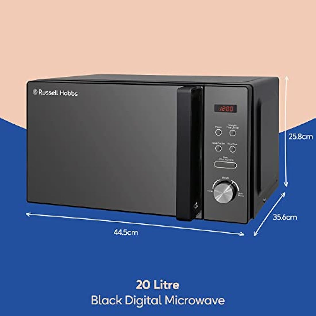 Russell Hobbs RHM2076B Digital Microwave - 20L, 800W, Black Mirror Finish