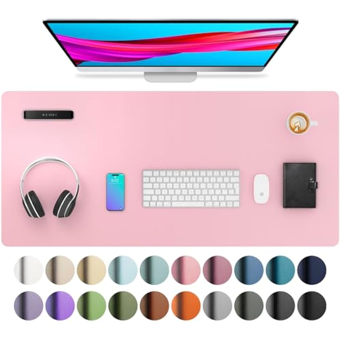 Jolof Store PU Leather Desk Pad - Waterproof Non-Slip Mat, Fairy Pink