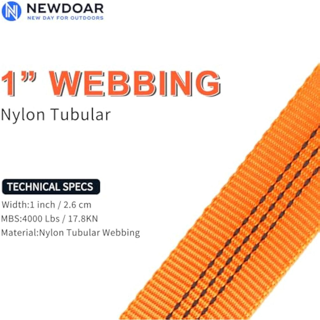 NewDoar 1" Nylon Tubular Climbing Webbing – 4000lb UIAA Certified
