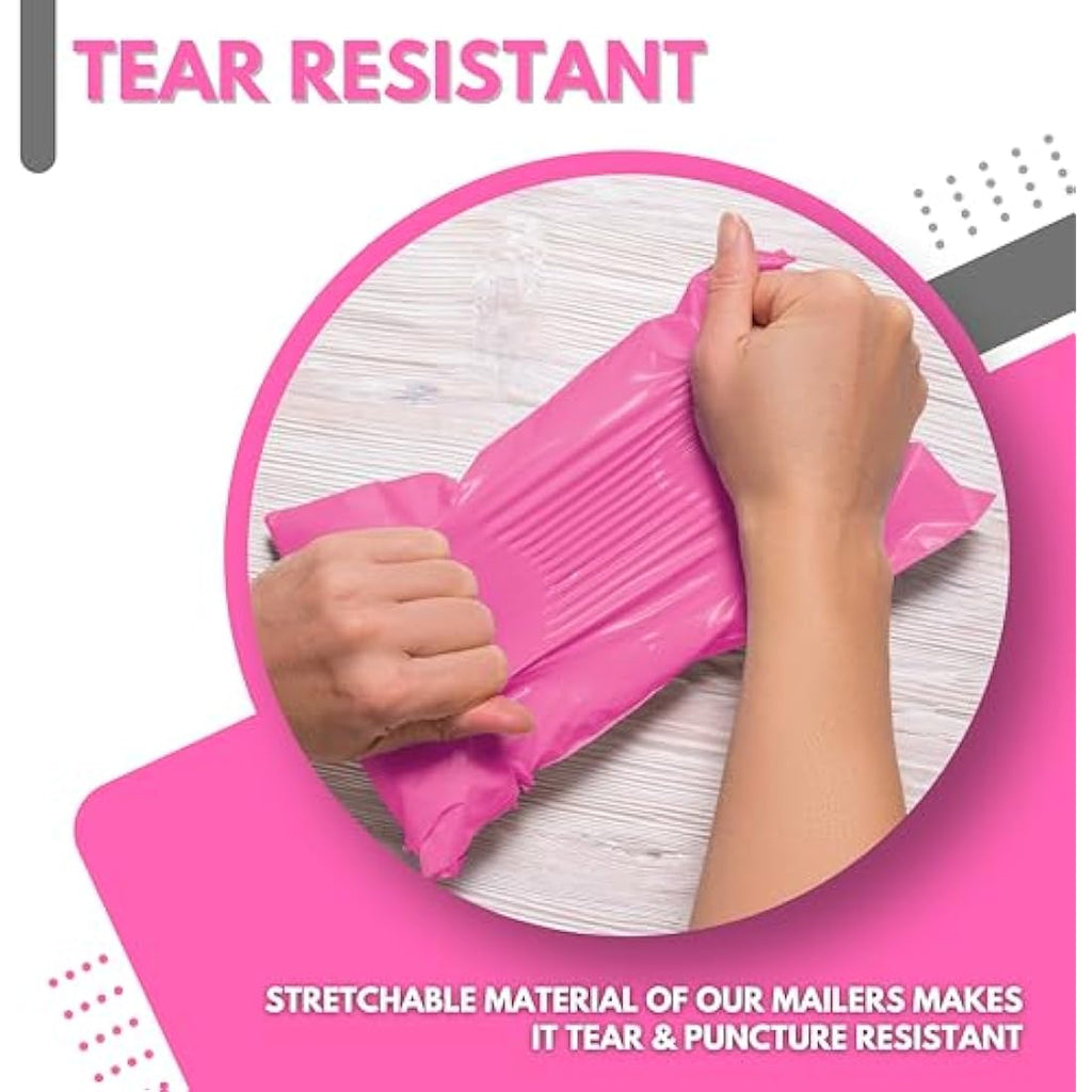 JeeJaan Pink Poly Mailers | 12x16 in Waterproof Shipping Bags (50 Pcs)