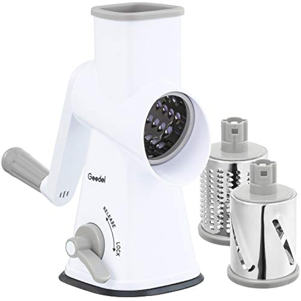 Rotary Cheese Grater | 3-Blade Mandoline Vegetable Slicer