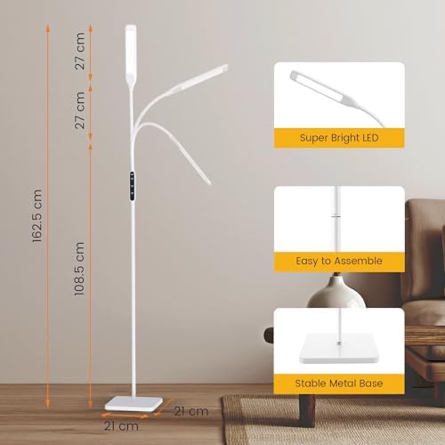 Lastar LED Floor Lamp | Remote Control Reading Standing Lamp - White