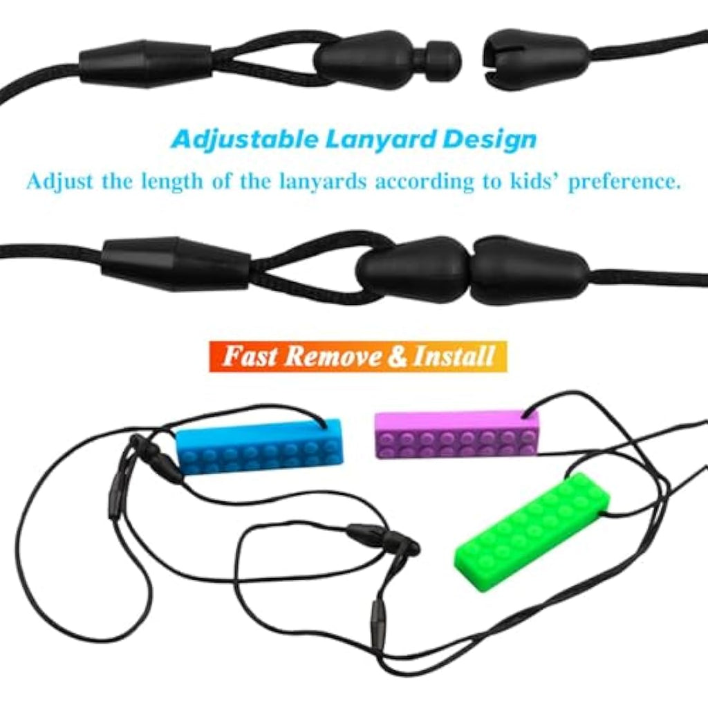 Novelfun Sensory Chew Necklace - 5 Pack Food-Grade Silicone Fidget Toy