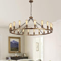 Eoodis 20-Light Wagon Wheel Chandelier – 120cm Large Bronze Rustic Pendant
