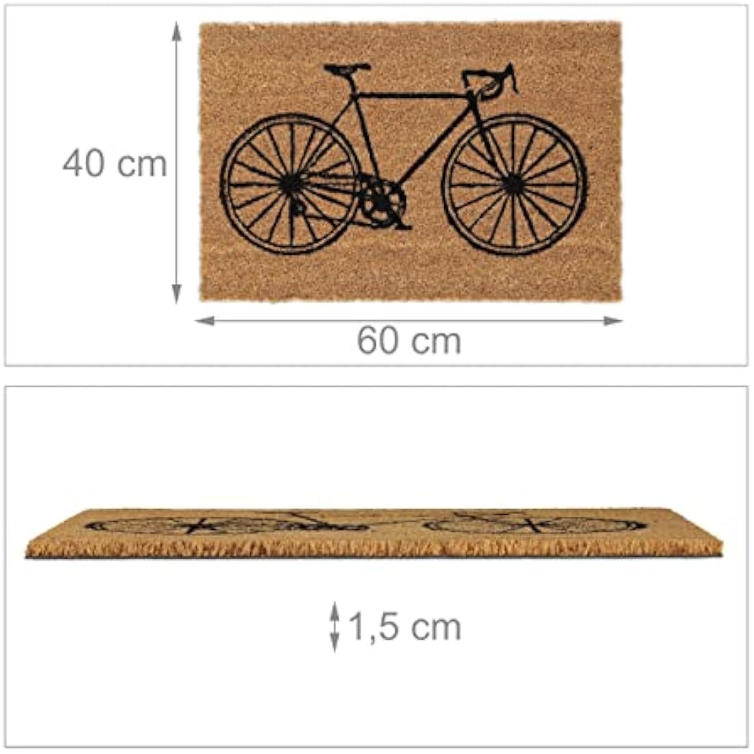 Bicycle Coir Doormat – Non-Slip Outdoor & Indoor Mat, 40x60cm
