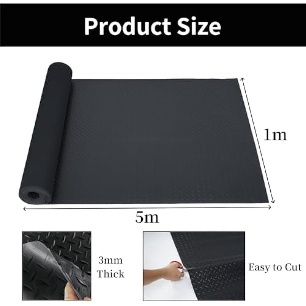 Heavy Duty Garage Floor Mat | 1x5m Anti-Slip Rubber Roll