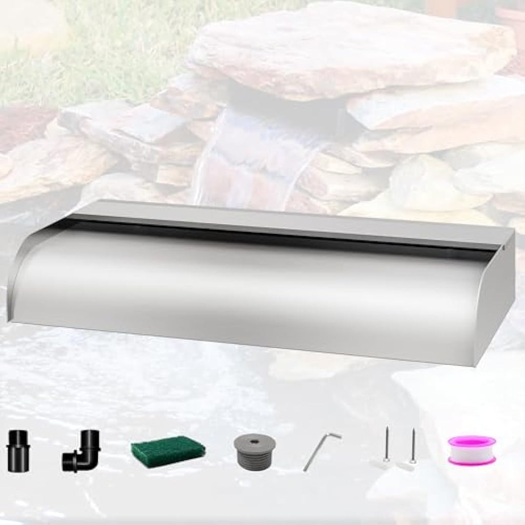 LONGRUNNEW 60cm Pond Waterfall Blade – 304 Stainless Steel Fountain