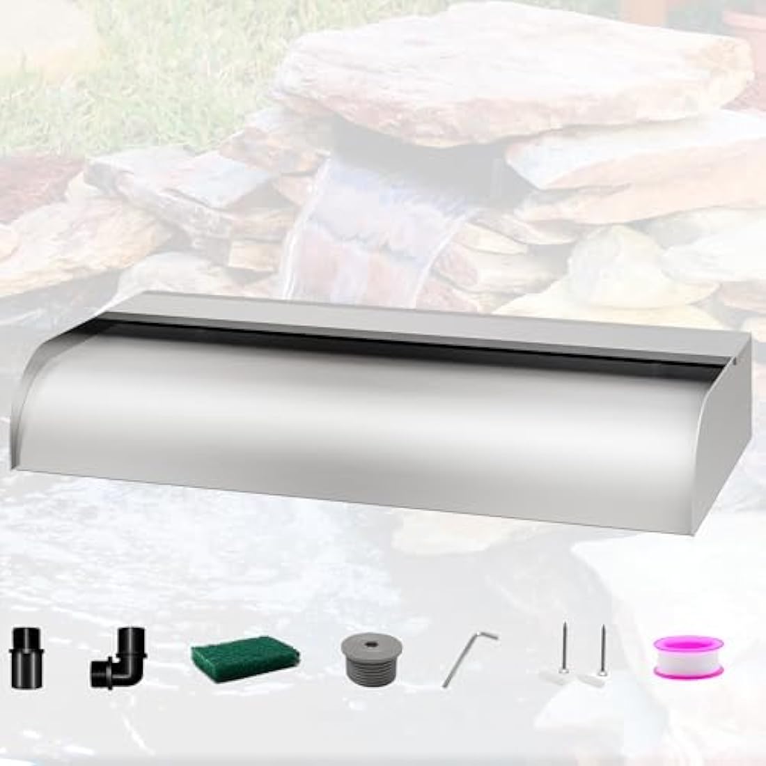 LONGRUNNEW 60cm Pond Waterfall Blade – 304 Stainless Steel Fountain