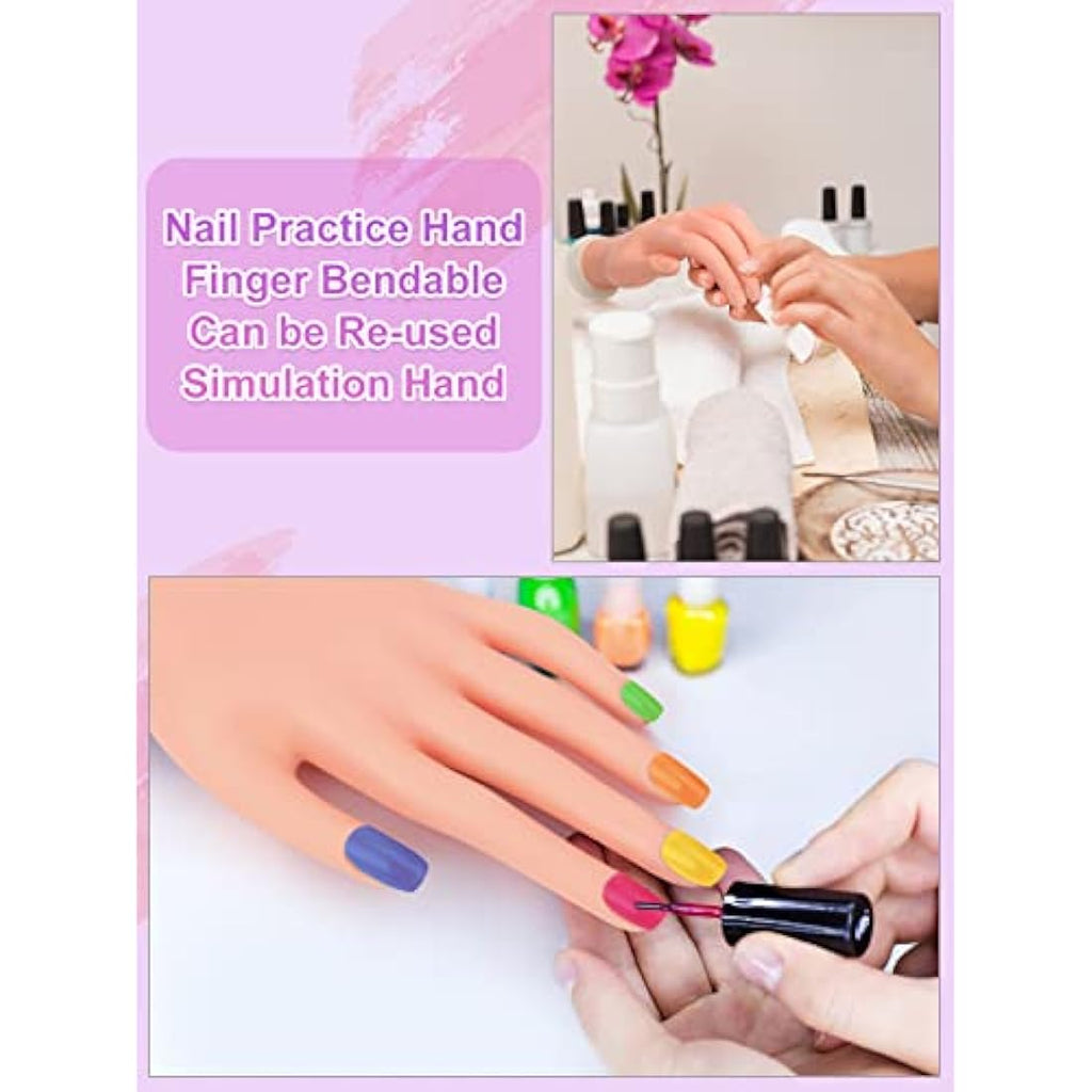 Jolof Store Silicone Nail Practice Hand for Acrylic Nails with 200 Tips