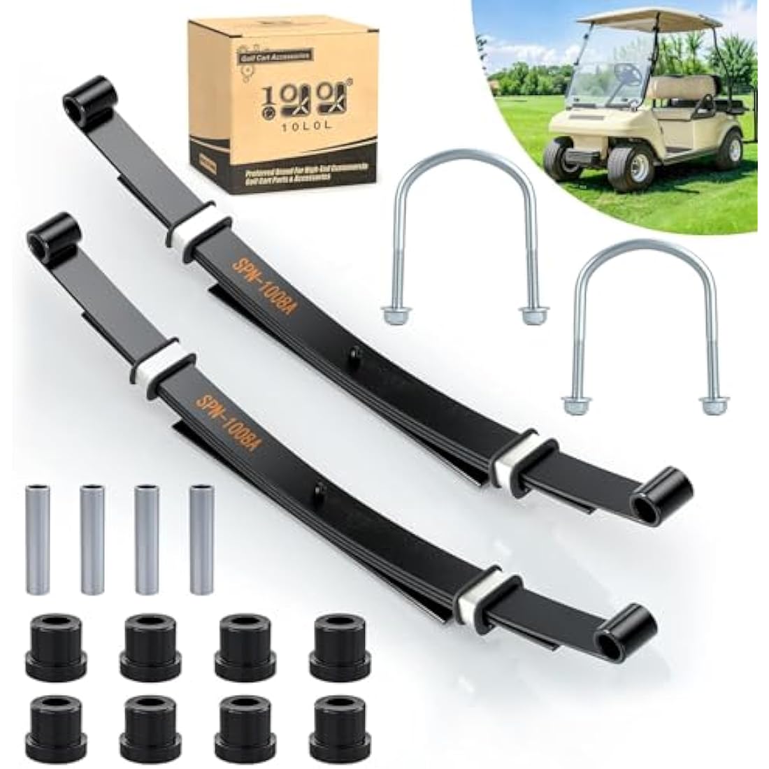 10L0L Club Car DS Heavy Duty 4-Leaf Rear Spring Kit for Gas & Electric