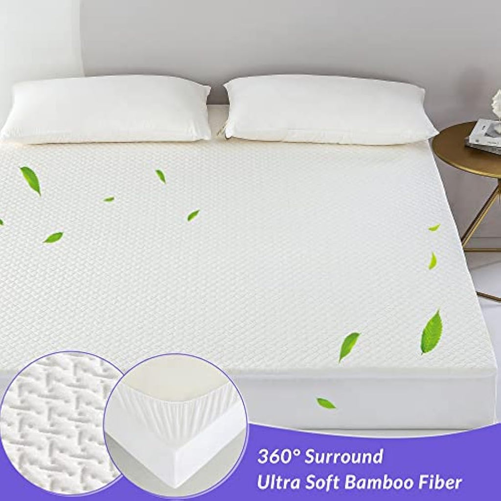Coriwell Super King Waterproof Mattress Protector – Bamboo Deep Pocket White