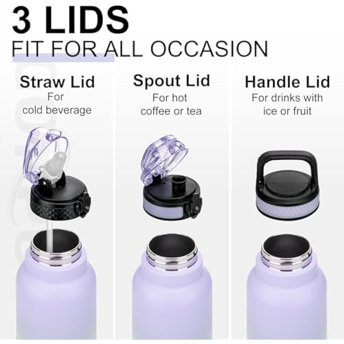 GOPPUS 26oz Insulated Stainless Steel Water Bottle with Straw & Strap