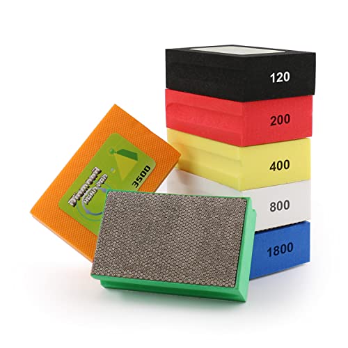 BSRTTOOL 7-Piece Diamond Hand Polishing Pads for Stone and Concrete