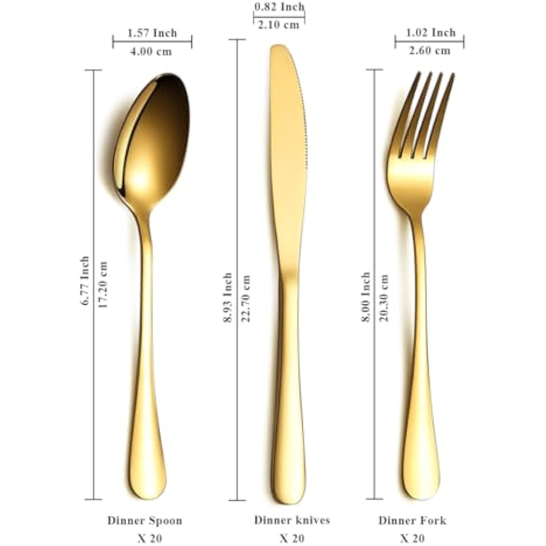 Gold Cutlery Set – 60-Piece Stainless Steel Flatware for 20