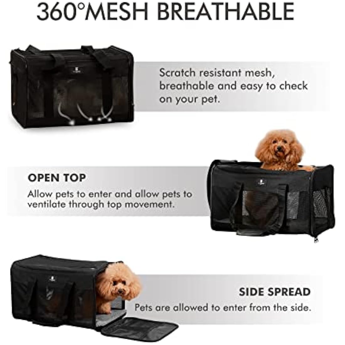 X-ZONE PET Airline Approved Soft-Sided Pet Travel Carrier | Large Black
