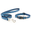 Ancol Small Bite Stars Puppy Collar and Lead Set - Blue Soft Webbing
