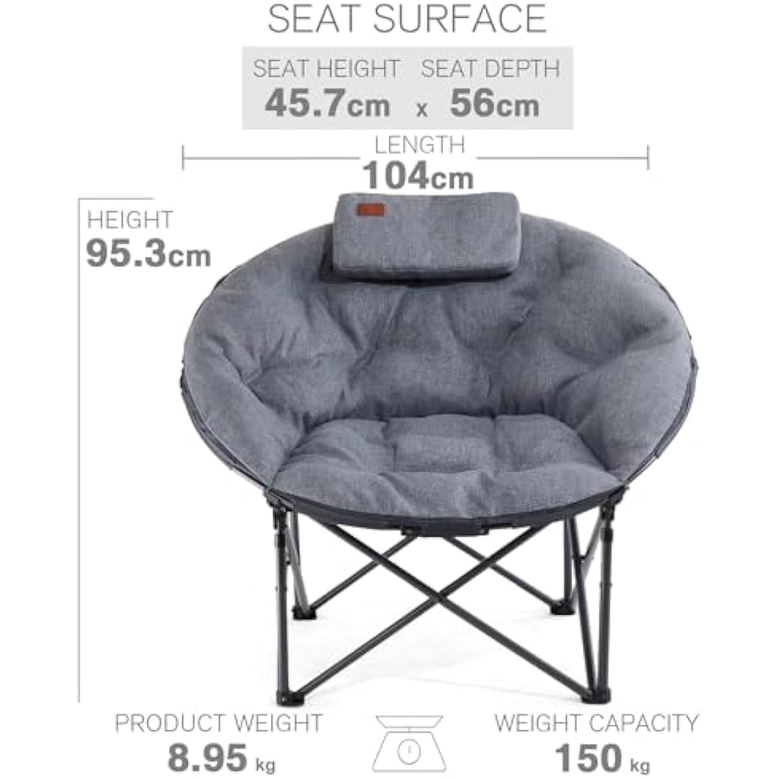 EVER ADVANCED XL Moon Chair – Heavy Duty Padded Folding Camping Chair