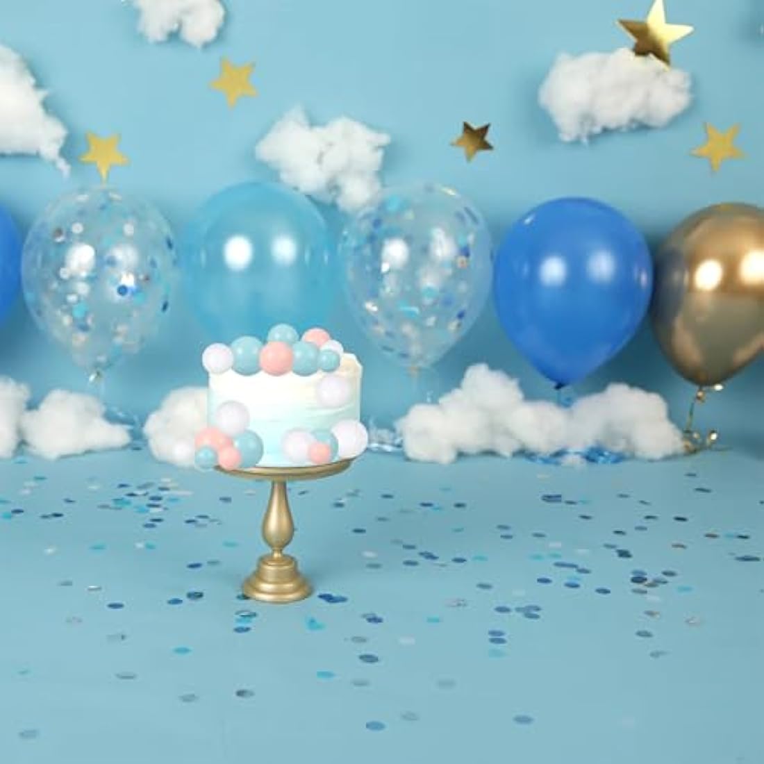 Gyufise 30Pcs Foam Ball Cake Toppers – White Blue Pink Cupcake Picks