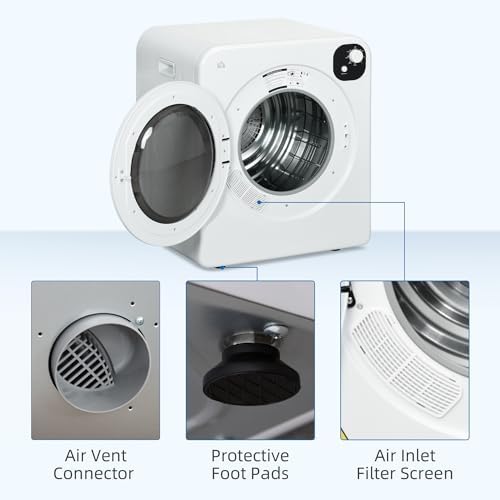 HOMCOM 6kg Vented Tumble Dryer | Portable Freestanding White Dryer