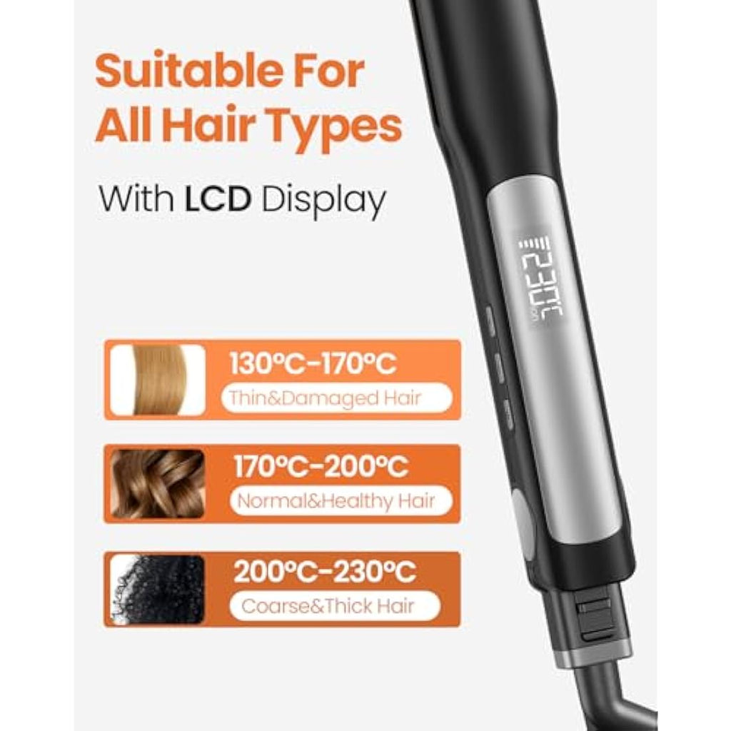 Faszin Ionic Titanium Hair Straightener – Fast Heat Flat Iron with LCD