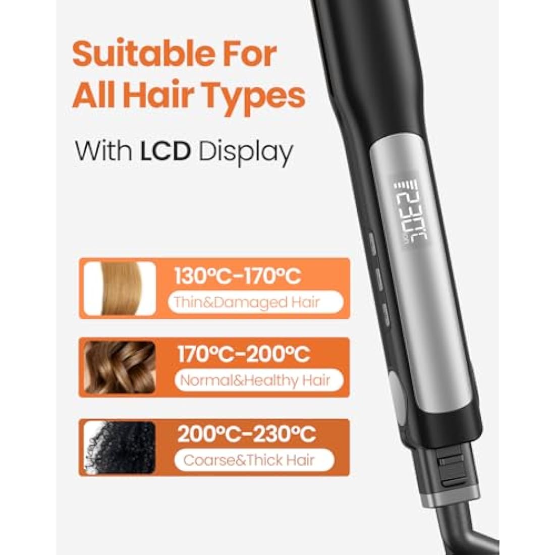 Faszin Ionic Titanium Hair Straightener – Fast Heat Flat Iron with LCD