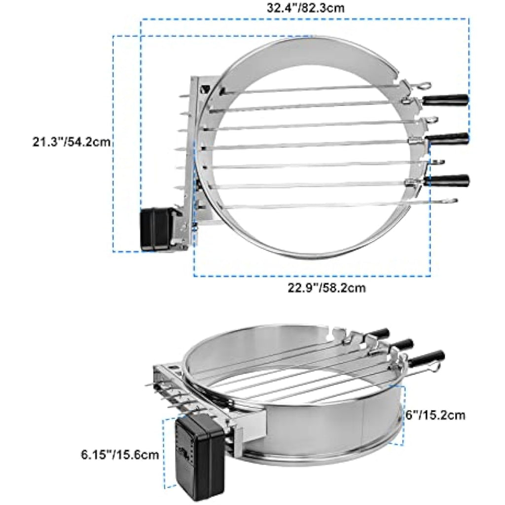 Onlyfire Rotisserie Kebab Skewer Kit for 57cm Weber Kettle Grill