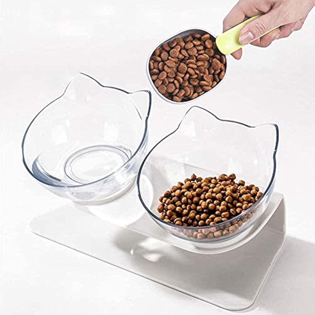 Raised Cat Bowl – 15° Tilted Anti-Vomiting Double Feeder