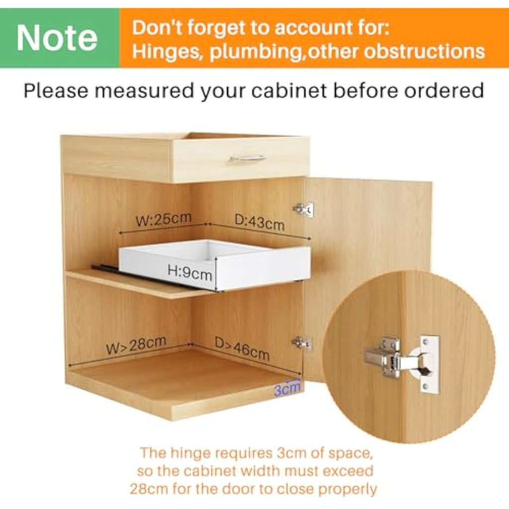 SAYZH Pull Out Cabinet Organiser | No-Drill Slide Out Drawer - White