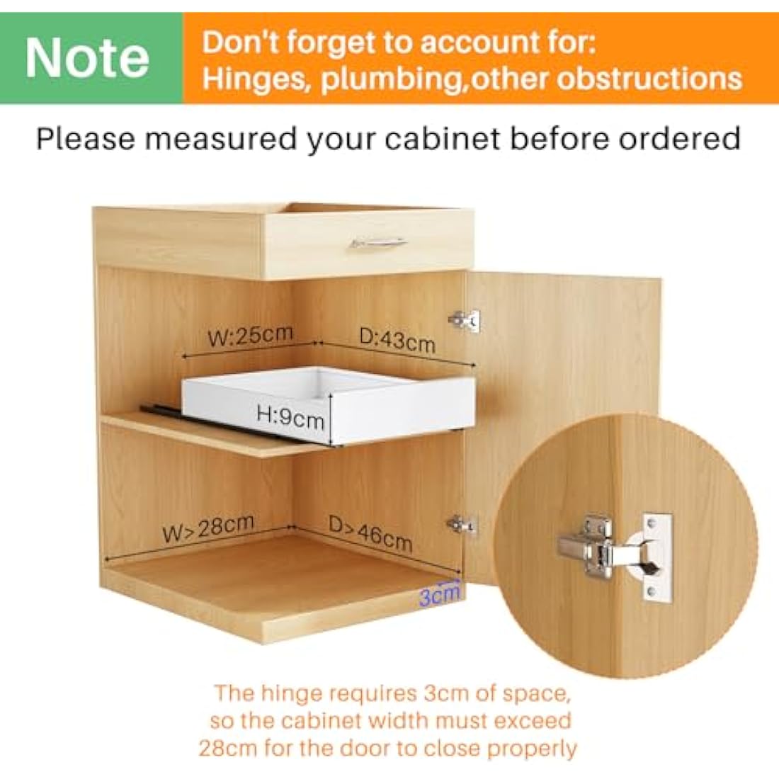 SAYZH Pull Out Cabinet Organiser | No-Drill Slide Out Drawer - White
