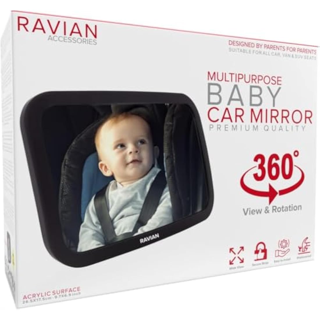 Jolof Store Baby Car Mirror | Shatterproof Rear Facing Wide View Mirror