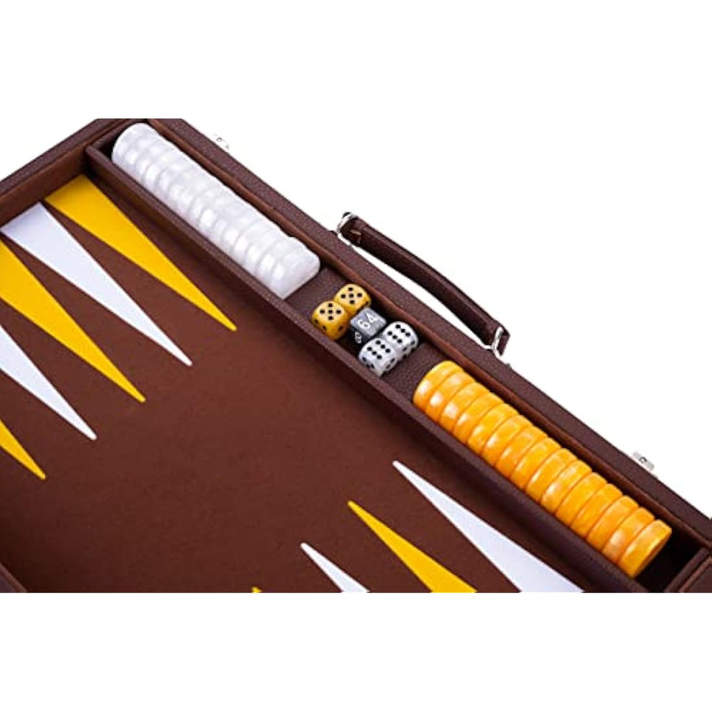 Engelhart Luxury 18" Backgammon Set – Inlaid Velvet & Leatherette Case
