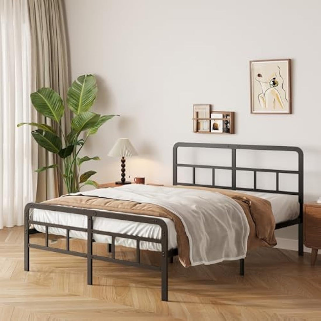 Yicensen Super King Metal Bed Frame | Black Platform Bed with Storage