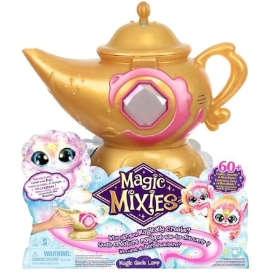 Magic Mixies Magic Genie Lamp - Interactive Pink Plush Toy with 60+ Sounds