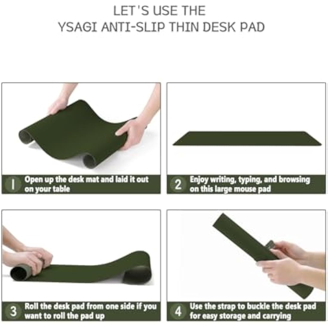 YSAGi Leather Desk Pad – Large Waterproof Mouse Mat, Pine Green (90x43cm)