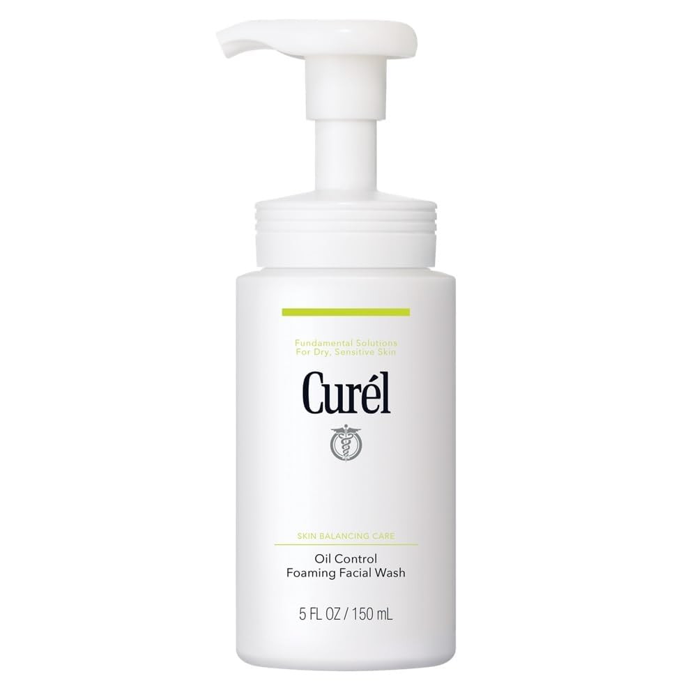 Curél Oil Control Foaming Facial Wash - Ceramide Cleanser for Sensitive Skin