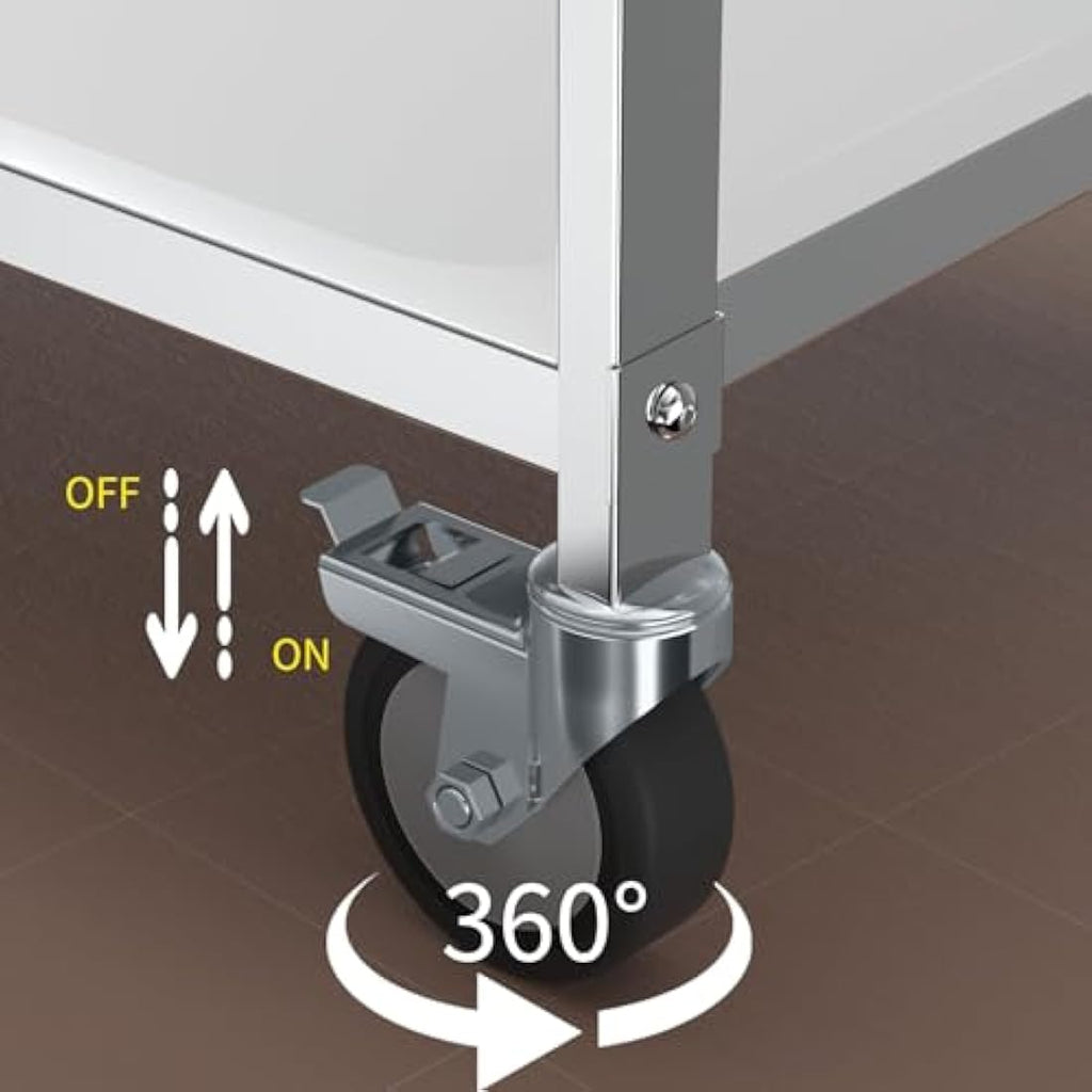 TAIMIKO 3-Tier Stainless Steel Utility Cart | Rolling Kitchen Trolley