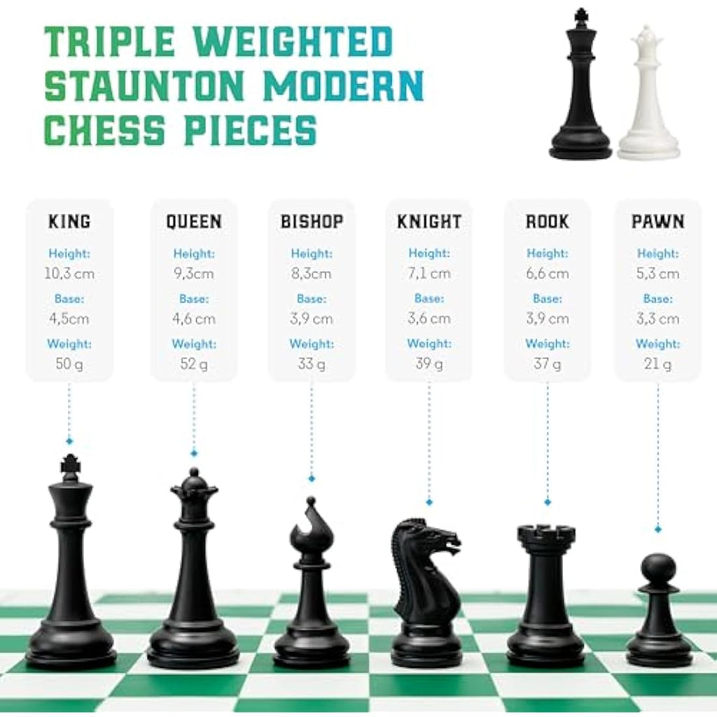 Jolof Store Tournament Chess Set – Triple Weighted Staunton Silicone Board