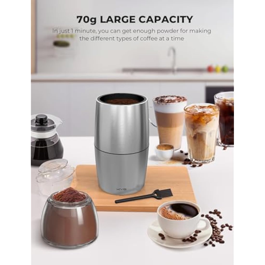 KYG Electric Coffee Grinder – 300W Stainless Steel Spice Mill, 70g Capacity
