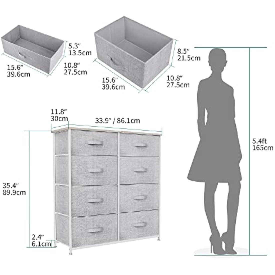 YITAHOME 8-Drawer Fabric Dresser | Storage Organizer with Wood Top