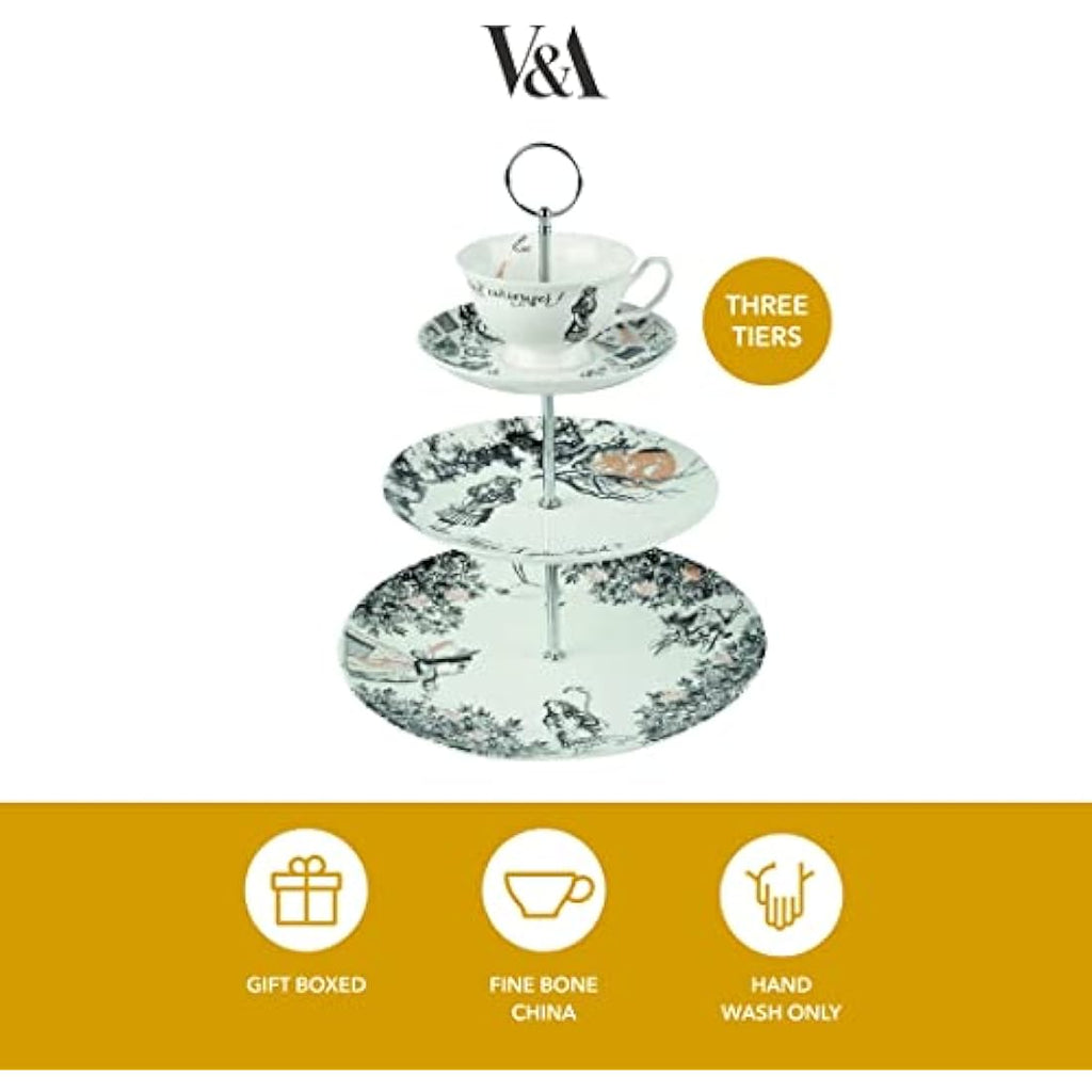 V&A Alice In Wonderland 3-Tier Cake Stand | Fine China Serving Set